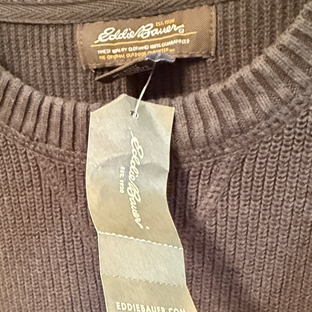 Eddie Bauer Men's Pine Green Crewneck Sweater size XL NWT - Picture 4 of 7